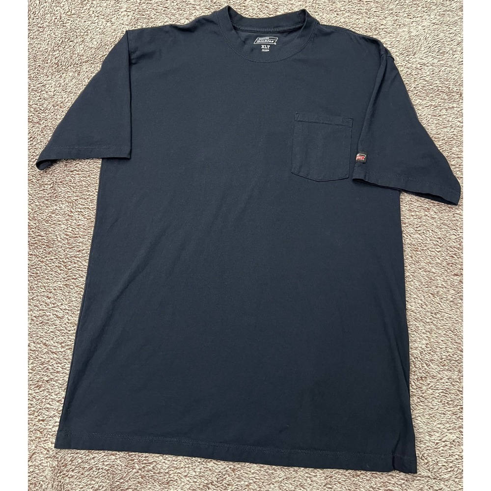 Genuine Dickies Mens XLT Navy Short Sleeve Pocket T-Shirt 100% Cotton Tall Fit